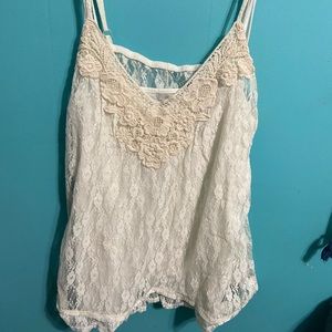 Juniors White Lace Tank